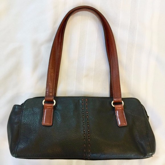 Vintage Fossil Pebbled Leather Bag w/ Stitching Detail - Picture 1 of 5